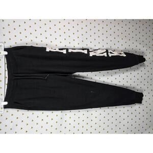Victorias Secret PINK Embroidered Patchwork LOGO Sweats Joggers Black XS